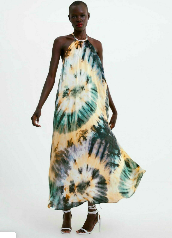 zara blue tie dye dress